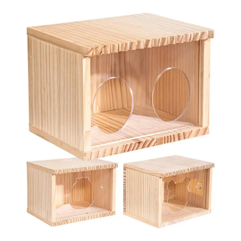 

Hamsters House Funny Play House Solid Wood Gerbil Hideouts Small Animal Hide Huts Creative Chinchilla Toy Cage Accessories