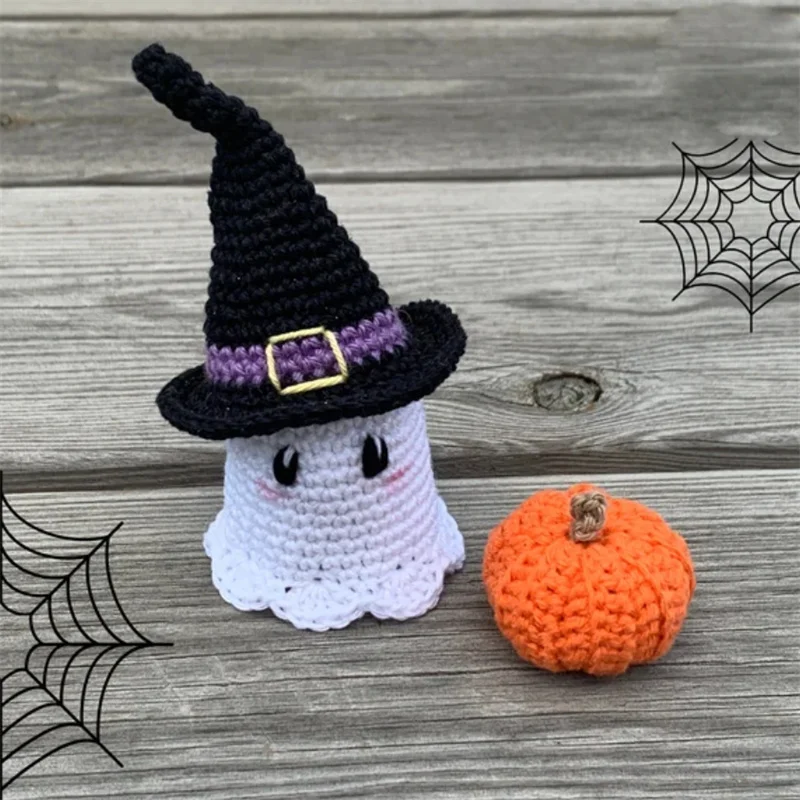 Cute Handmade Knitted Ghost pumpkin Doll Crochet Wool Dolls Pendant Halloween Home Decoration Party Gifts Room Decor