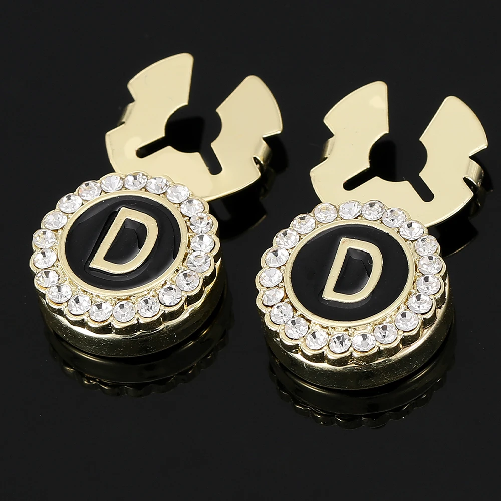 2 Teile/satz Initial Capital Design Taste Abdeckung Verschluss Kristall Manschettenknöpfe Für Männer Hemd Anzug Schmuck Brief ABCDEFGHIJKMNOQRSU – Detail 8