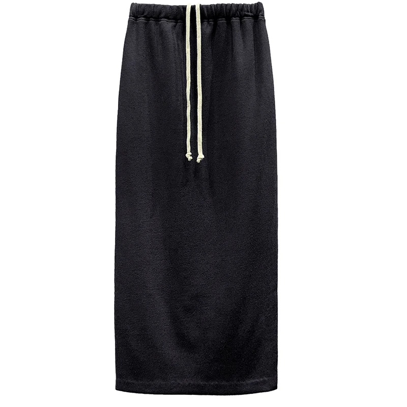 Women Casual Skirt Summer Cotton Gothic Over Length Long  High Street Wear Trumpet Mermaid Black Skirt