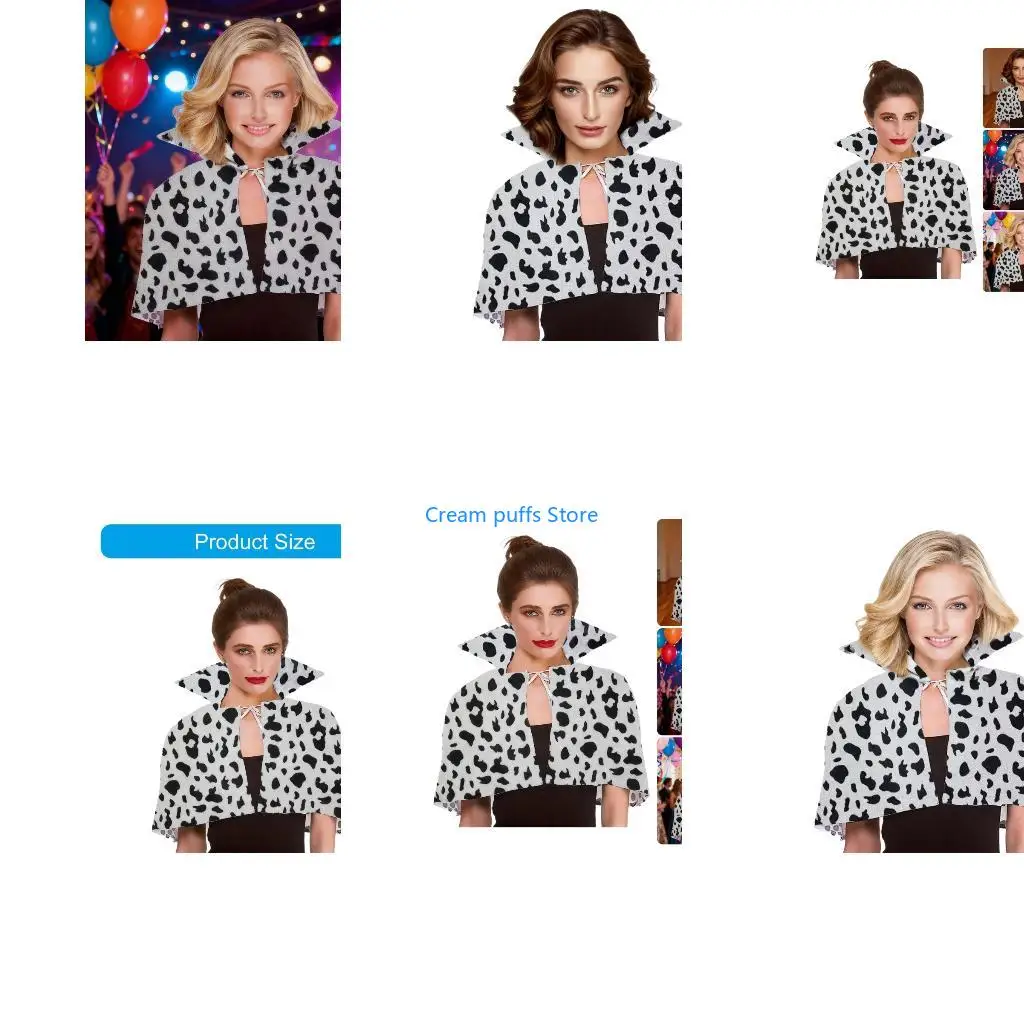 50LE Stylish Capes For Carnivals Fashion Stand Collar Animal Print Costume