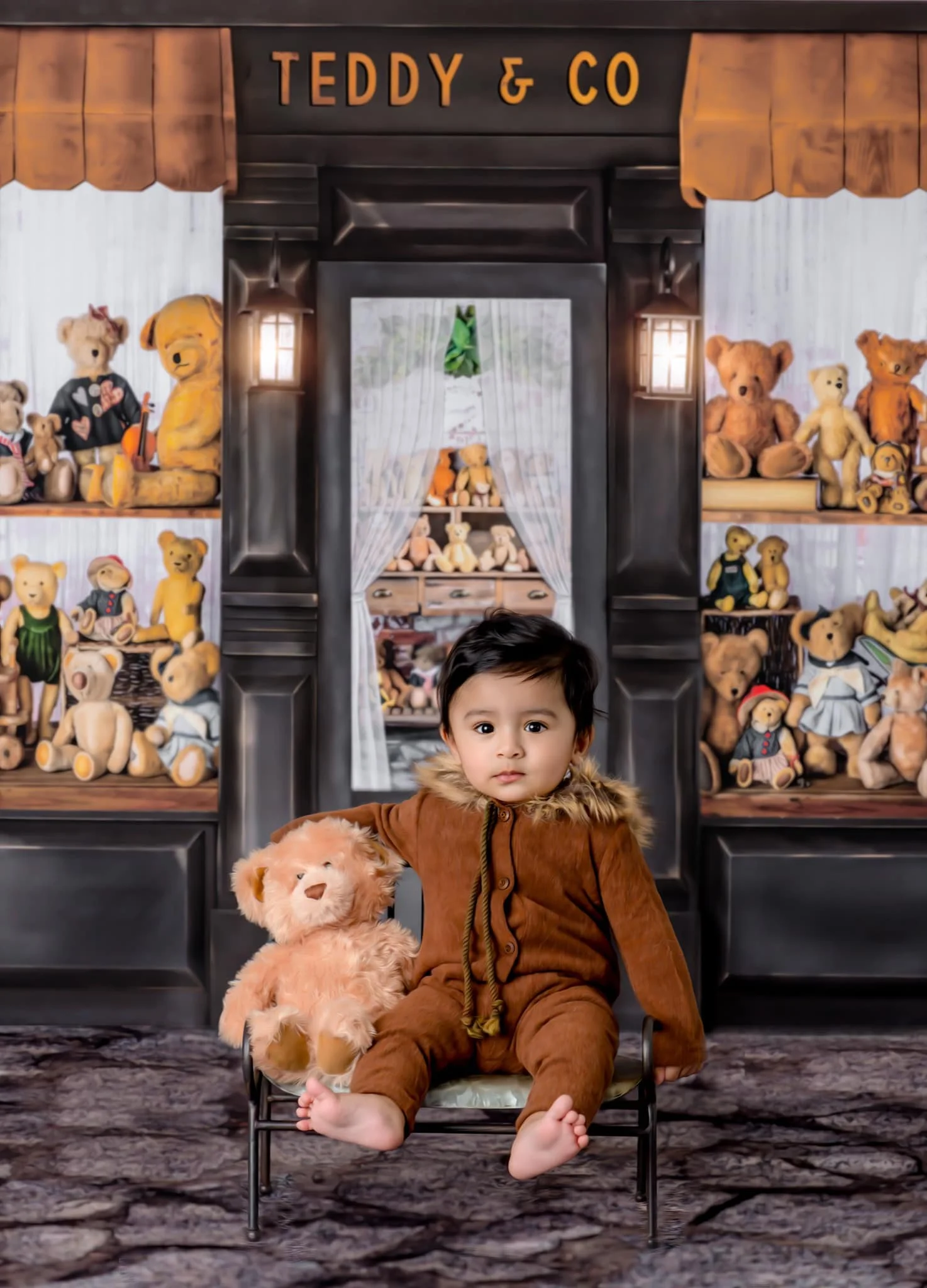 Downtown Shop Backdrops Kids Baby Birthday Cake Smash Photography Child Photocall Backgrounds