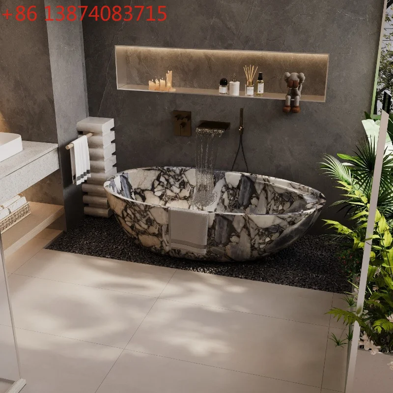 Storage table, goose egg-shaped artificial bathtub, free-standing double couple