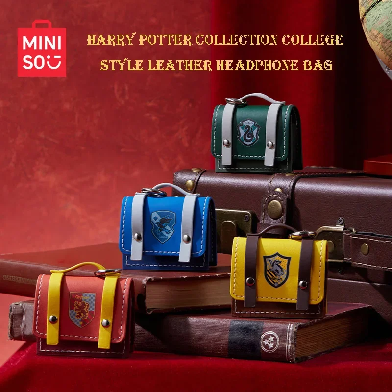 

MINISO Harry Potter series of college style leather bag headset protection bag portable storage Cosplay costume accessories