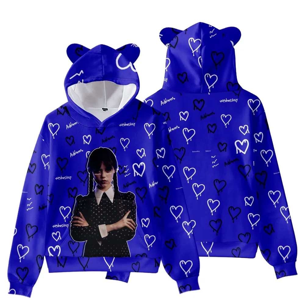 

Wednesday Addams Kids Hoodie for Boys Girls Harajuku Sweatshirt Streetwear Hip Hop Kawaii Cat Ear Pullover Hooded Jacket Cosplay
