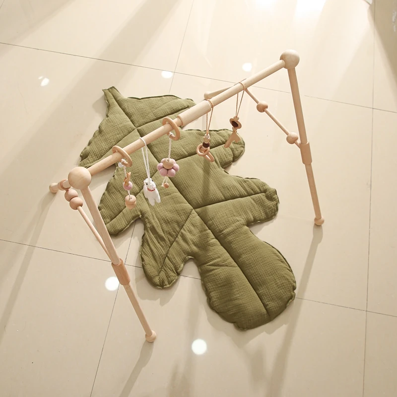 Baby Montessori Holz-Spielbogen mit Rassel-Spielzeug, Neugeborenen-Mobile, Hängende Sensorik-Spielzeuge, Faltbarer Spielbogen mit Halterung, Geschenk für Kinder – Detail 11