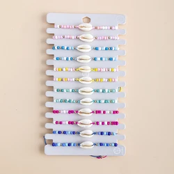 12 pcs/set Shell String Rope Adjustable Braided Bracelets Set Colorful Beads Chain Charm Bracelet Jewelry Gifts