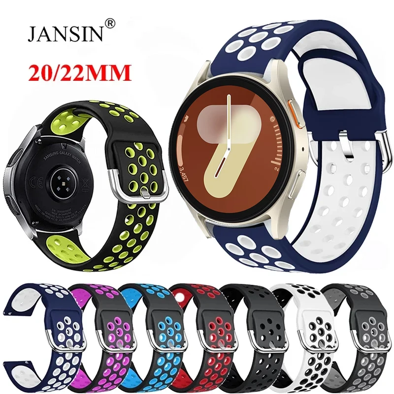 20mm 22mm Silicone Band For Galaxy Watch 3 4 5 6 7 Active2 GT4 Bracelet Band For Amazfit bip 5 3 Samsung Watch 4/6 Classic Strap