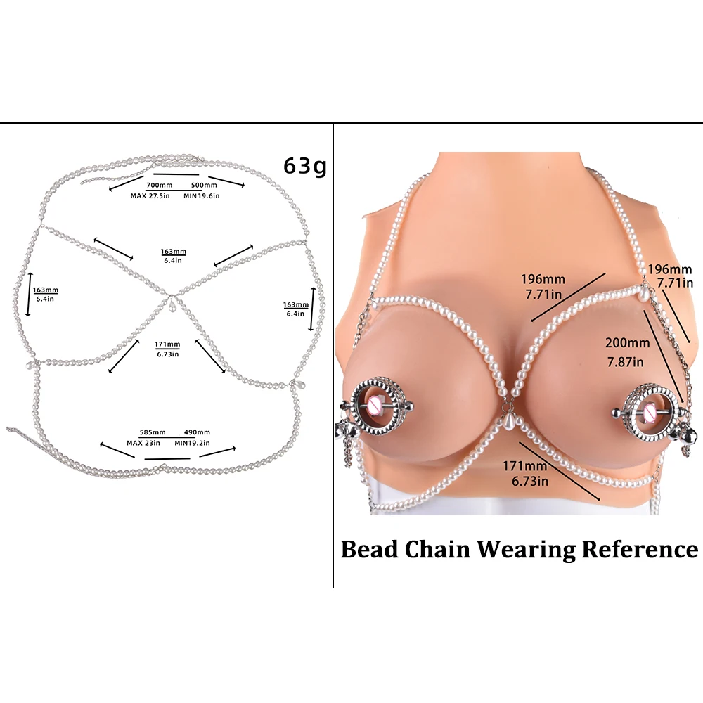 QKKQ 1 Pair Fetish Nipple Clamps With Metal Chain Beads Erotic BDSM Roleplay Breast Stimulate Couple Flirting Sex Toy Shop