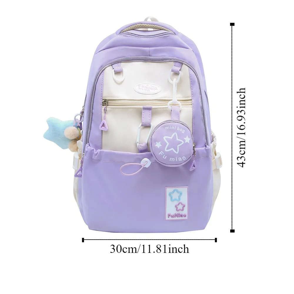 New Canvas Laptop Backpack Lightweight Student Bookbag Schoolbag Durable Multi-pocket Travel Bag