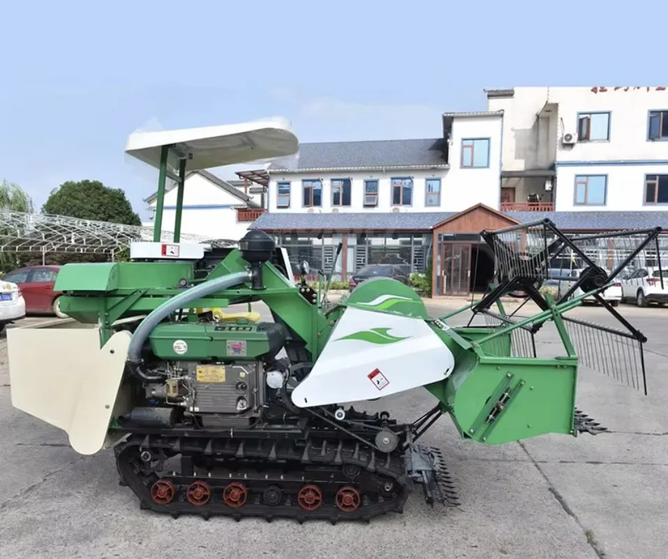 Mini Self Propelled Grain Combine Harvester With Quick Unload Grain Tank Household Rice Wheat Farm Harvest Diesel Machinery