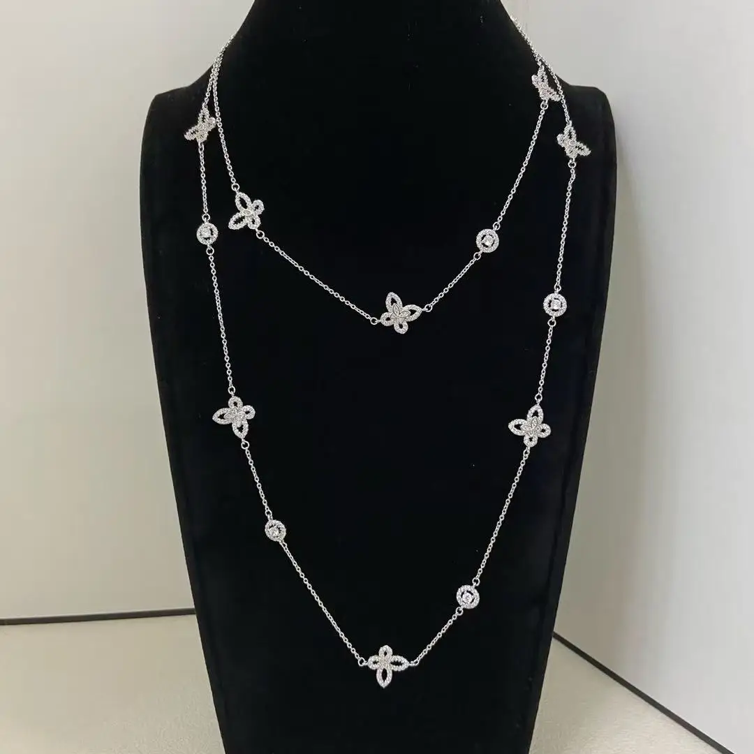 

S925 Sterling Silver Fashionable Women's Sweater Necklace Exquisite Luxury Necklace Valentine's Day Holiday Gift