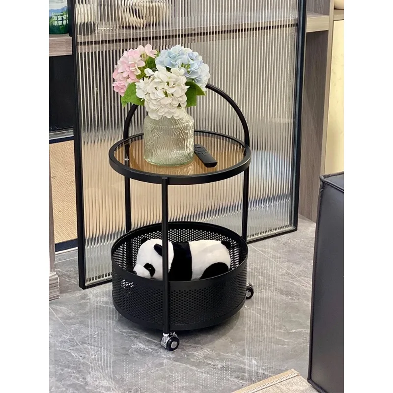 Trolley Sofa Side Table Coffee Table Modern Minimalist Portable Bedside Light Luxury High-Grade round Small Table