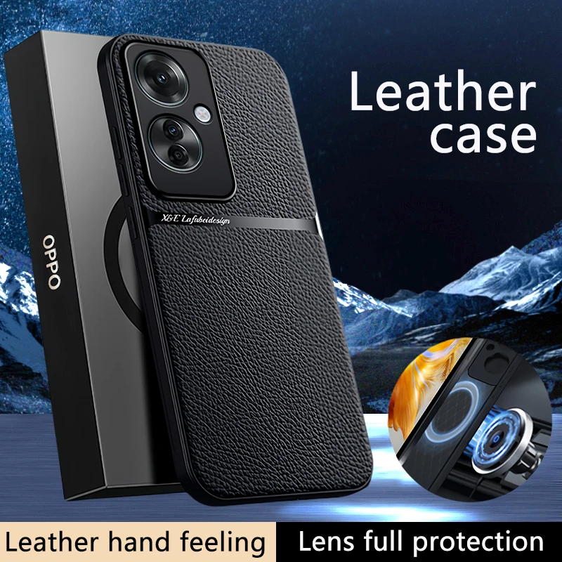 For Oppo Reno11 F 5G Case Leather Car Magnetic Holder Coque Orro Opo Reno11F Reno 11F 11 F F11 5G Soft Shockproof Protect Funda