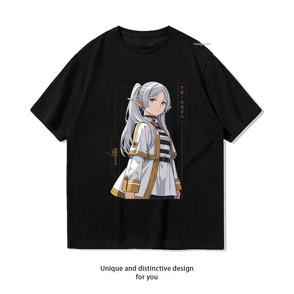 Frieren Anime Frieren Beyond Journeys End T-shirt Summer Cotton Woman Man Graphic T Shirts Adult O-neck Tops
