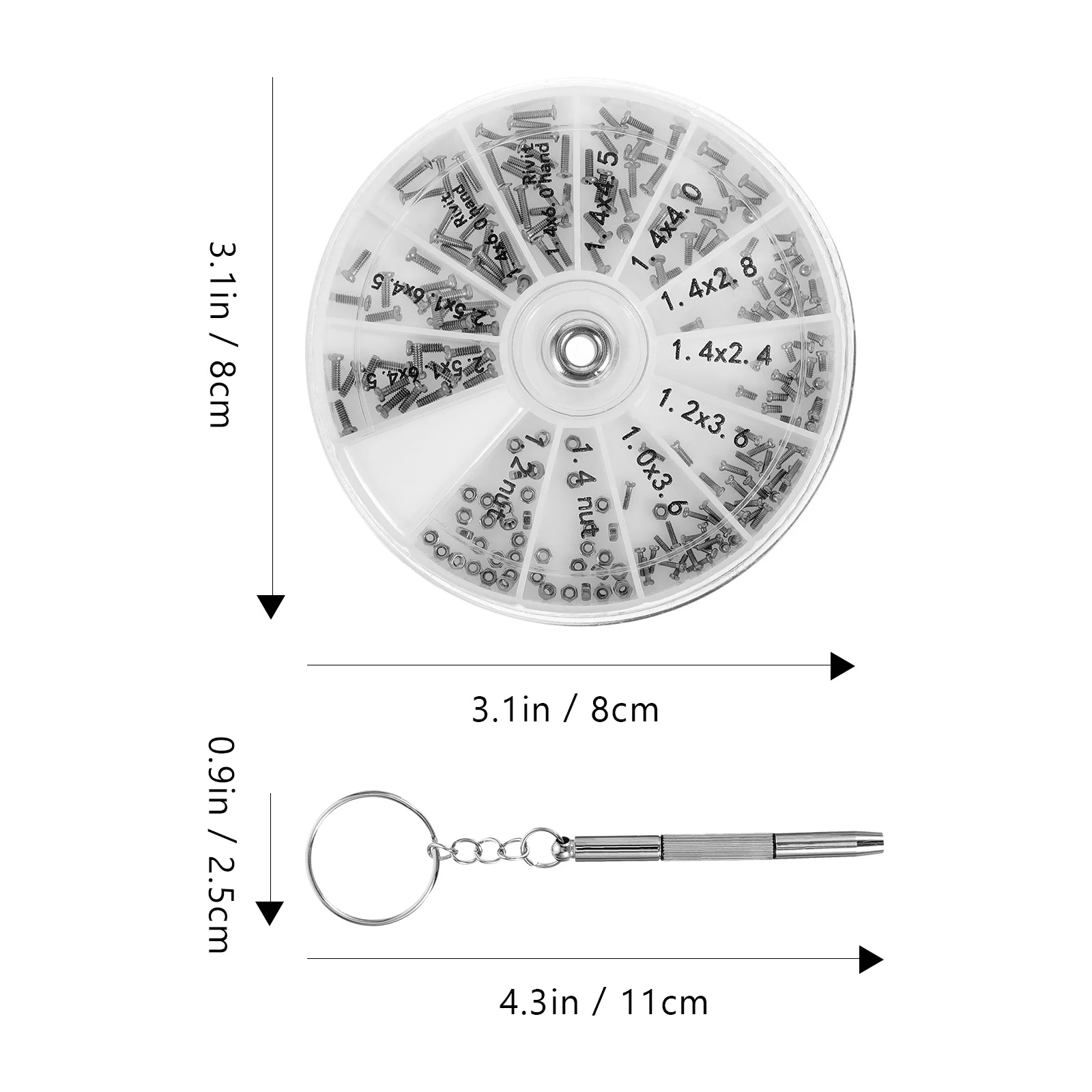 Parafusos de relógio de catraca elétrica para óculos, kit de reparo de óculos, porca de rebite de viagem de aço inoxidável