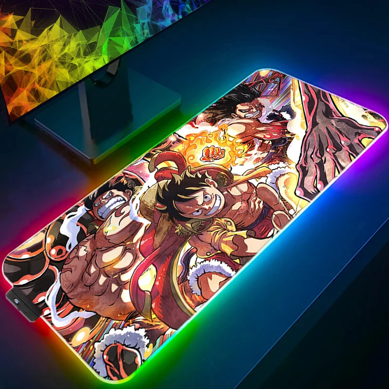 Jeden kusu LED RGB myš blok luffy  anime blok myš rohož počítač hráč příslušenství myš klávesnice deskpad vodotěsný chlapci styl