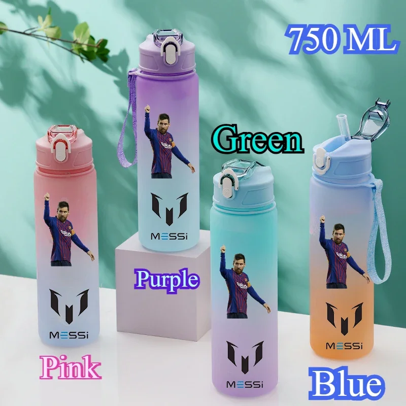 750ml Football Star Straw Water Cup Ronaldo Messi Mbappe Large Capacity Sports Flip Cover Drinking Bottle Fans Support Items view 5