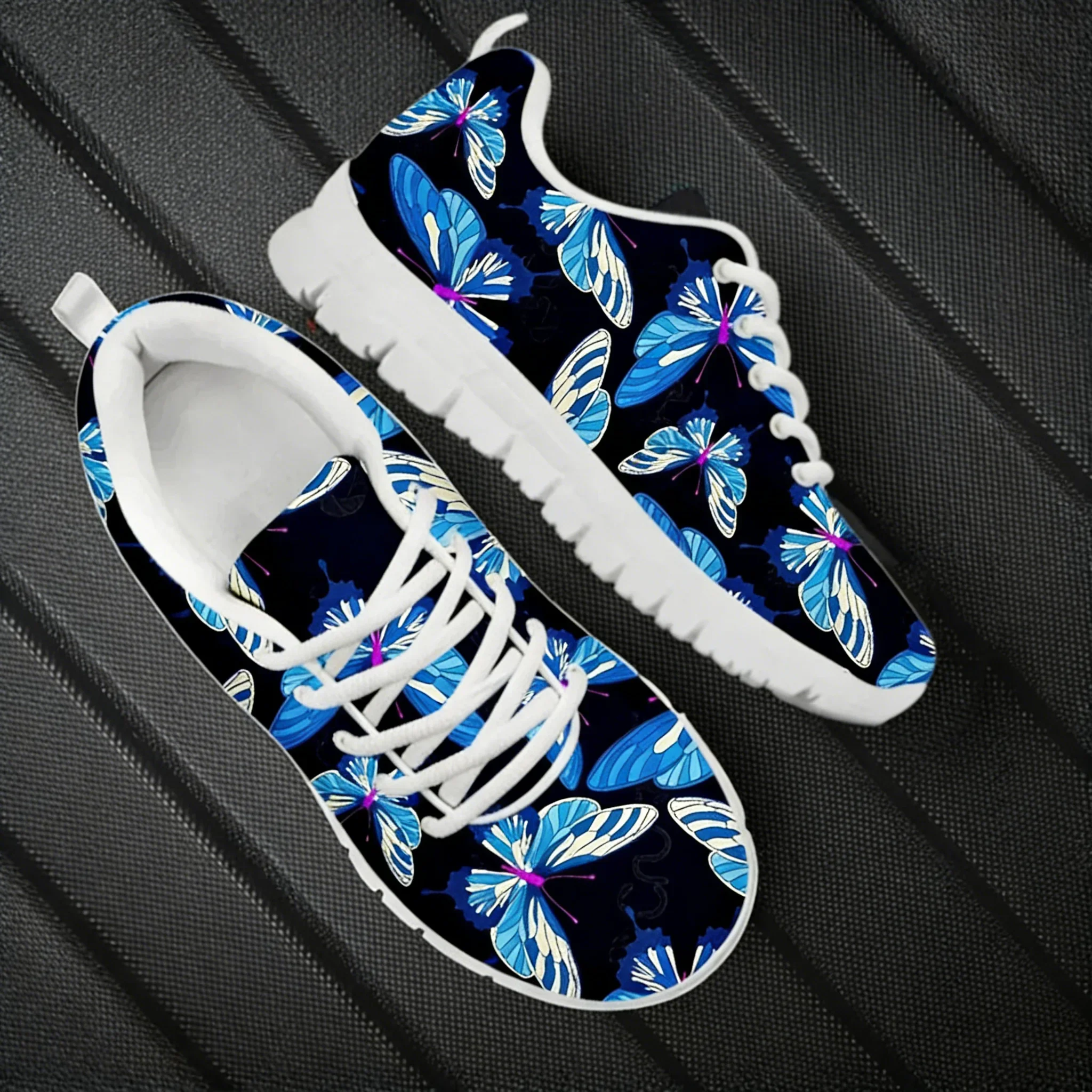 Colorful Butterflies And Rose 3D Pattern Women Flat Shoes Casual Sneakers For Ladies Comfortable Lace Up Footwear