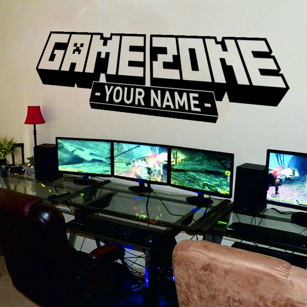 Personalized Name Game Zone Wall Decal Playroom Custom Video Gaming Gamer Xbox Ps Wall Sticker Gameroom Teen Vinyl Home Decor