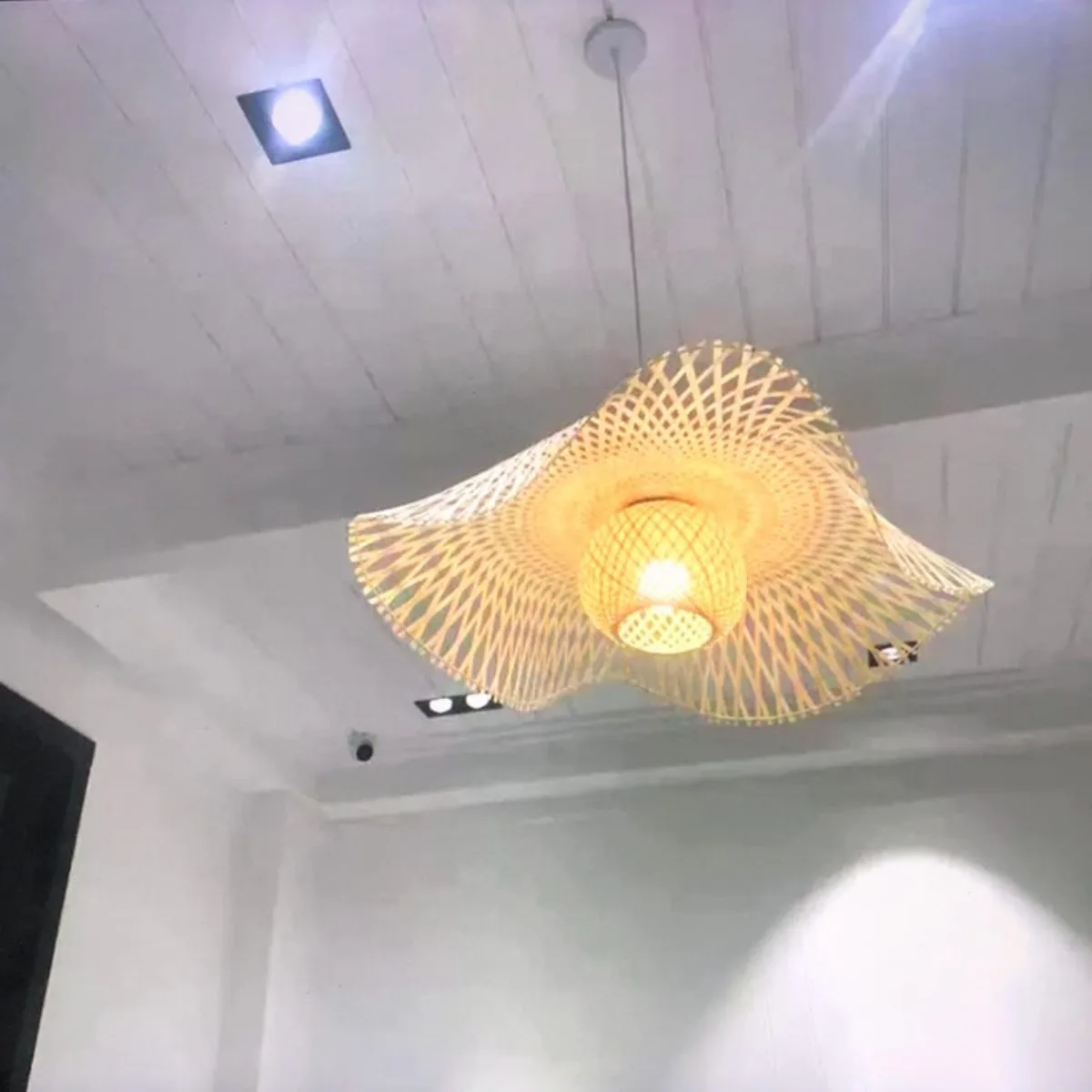 

45/55/75cm Vintage Handmade Rattan Pendant Lamp Woven Chandelier for Dining Room Bedroom Restaurant Bamboo Pendant Light