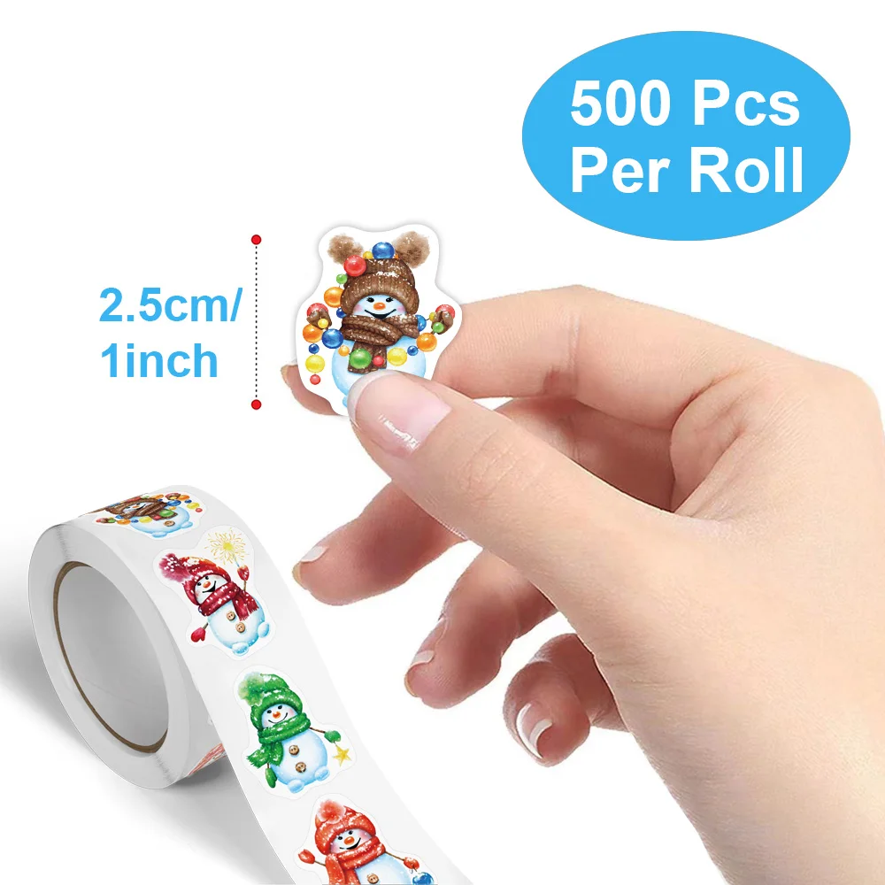 500pcs/roll Merry Christmas Stickers For DIY Gift Baking Package Envelope Stationery Christmas Theme Seal Labels Stickers 