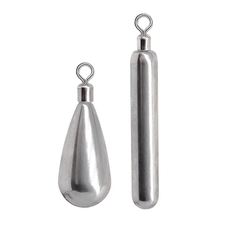 10pcs/5pcs Tungsten Steel Fishing Sinkers 1.8g/2.7g/3.5g/7g/10.5g/14g Drop-shaped Fishing Weights With Swivel Ring Accessories