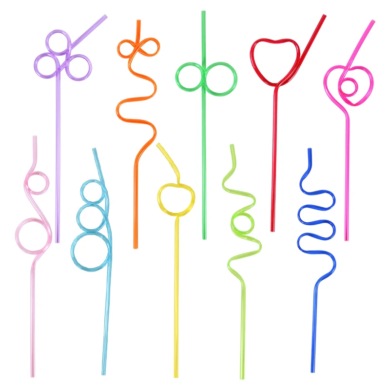 

10/20/30pc Colorful Reusable Drinking Straws Hard Plastic Silly Curly Crazy Gift Straw For Birthday Party Decoration Accessories
