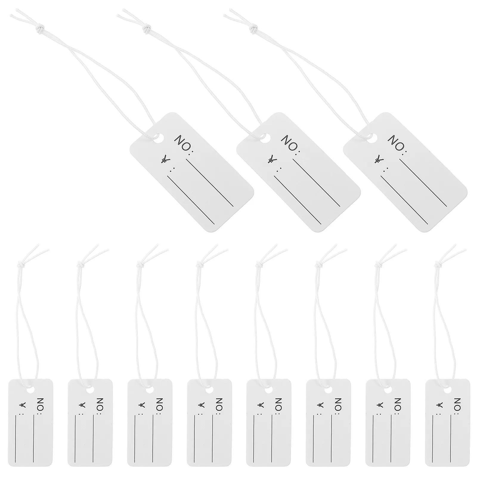 

100Pcs Elastic Cord Price Tags Blank Hanging Jewelry Tags for Clothing Necklaces Retail Store Display Writable Paper Labels