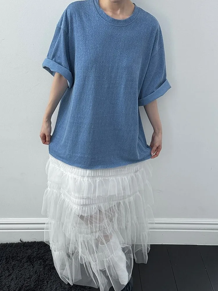 

Retro Chic Summer round Ne Loose Color Blo Me Cake Skirt Dr Long Women's Clothing Ele Classy Sle Faionable