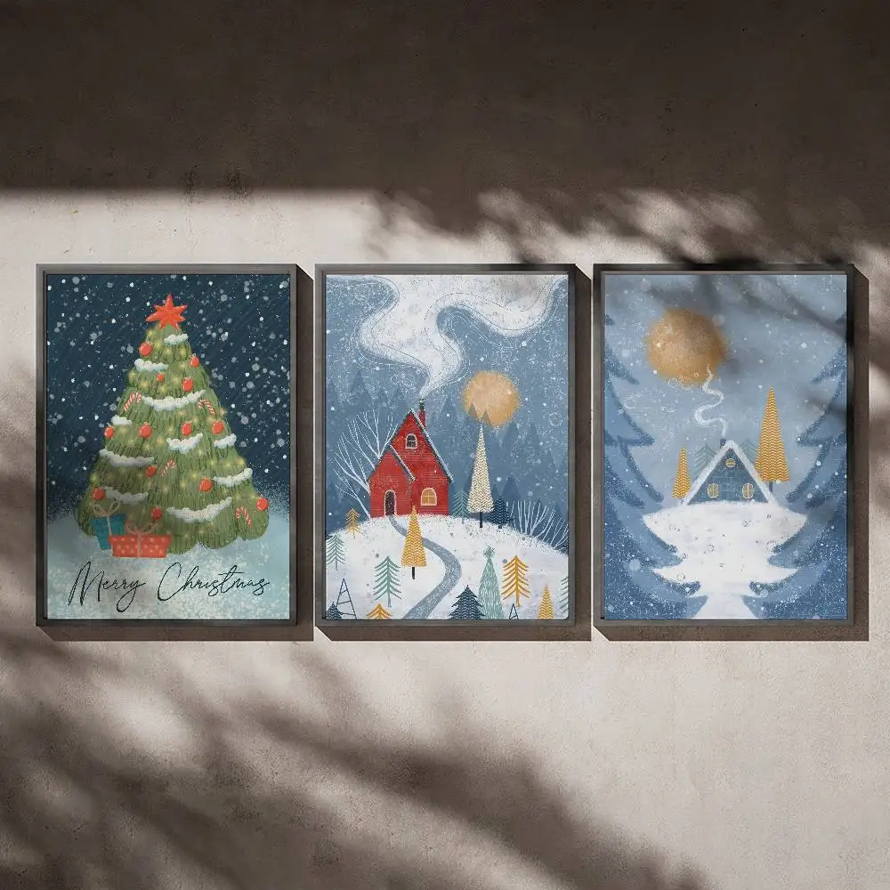 

Christmas Animal Snow Poster Posters,waterproof Paper Stickers,coffee Shops,bar Living Rooms