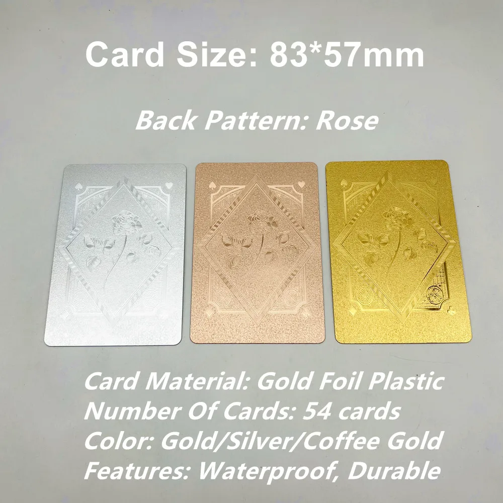 1 سطح السفينة بطاقات بوكر بلاستيكية بطاقات ارتفع الذهب الشظية مقاوم للماء اللعب بطاقات المنزل الأسرة مجلس لعبة #4