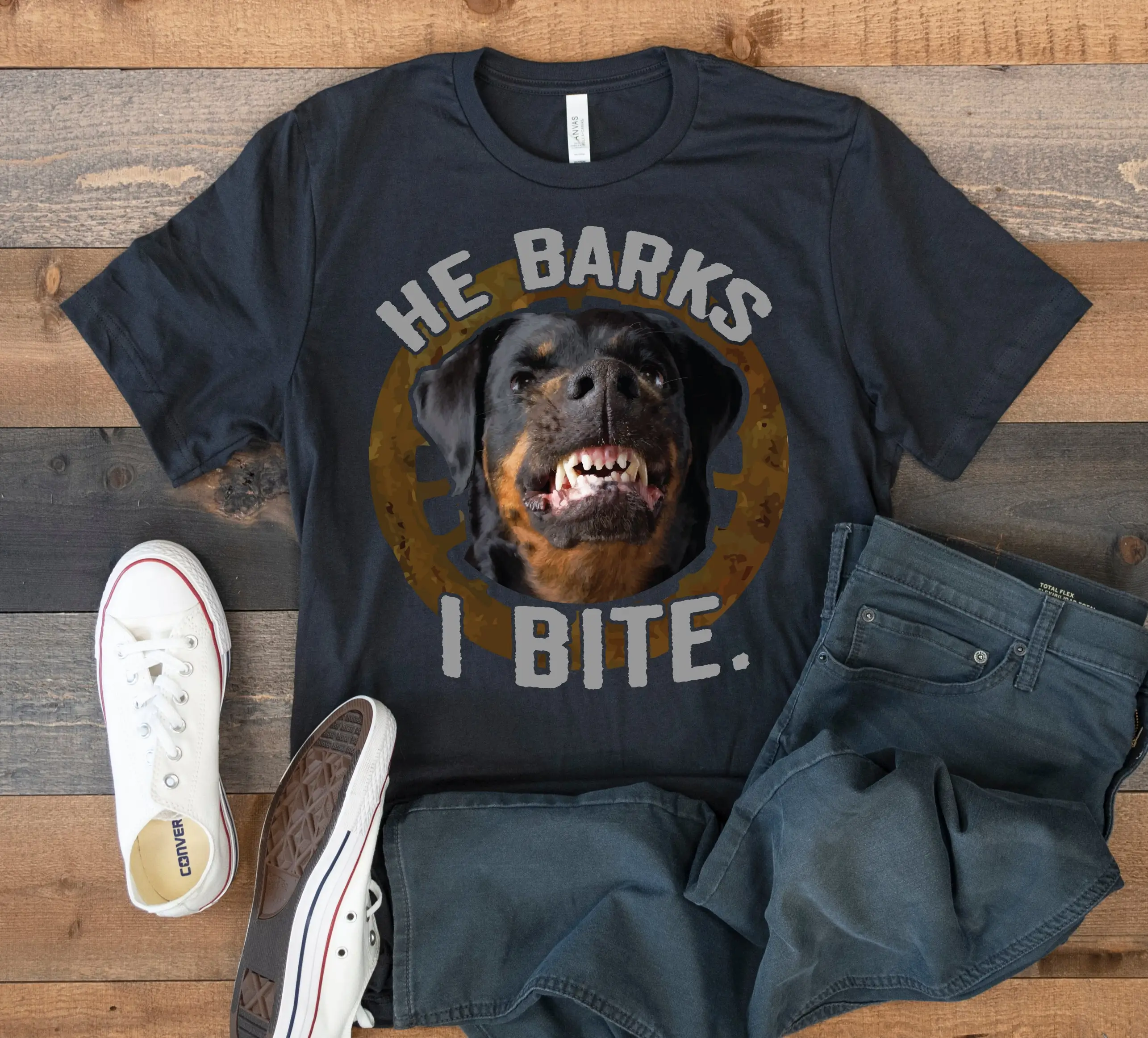 Rottweiler T Shirt He Barks I Bite SweaT Long Sleeve Kids Apparel