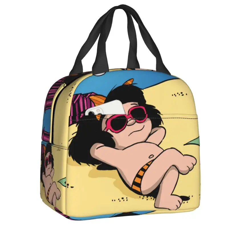 Happy Mafalda Insulated Lunch Bag for School Office Cartoon Anime Waterproof Cooler Thermal Bento Box Women Kids