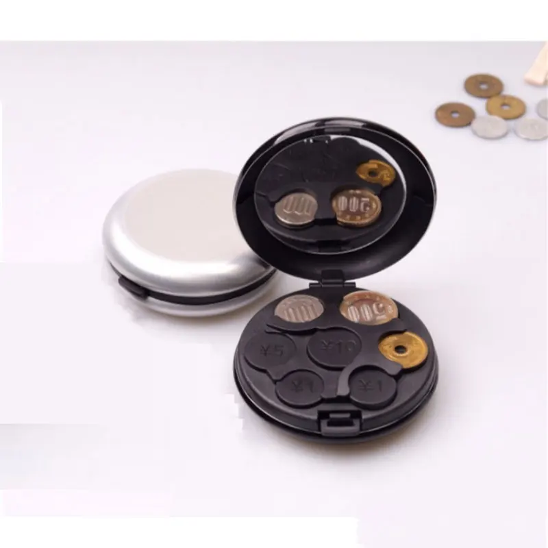 

Fashion New Creative Mini Euro Coin Storage Box with Mirror Portable Aluminum Alloy for GiftCoinPurses Circular Euro Zero Wallet