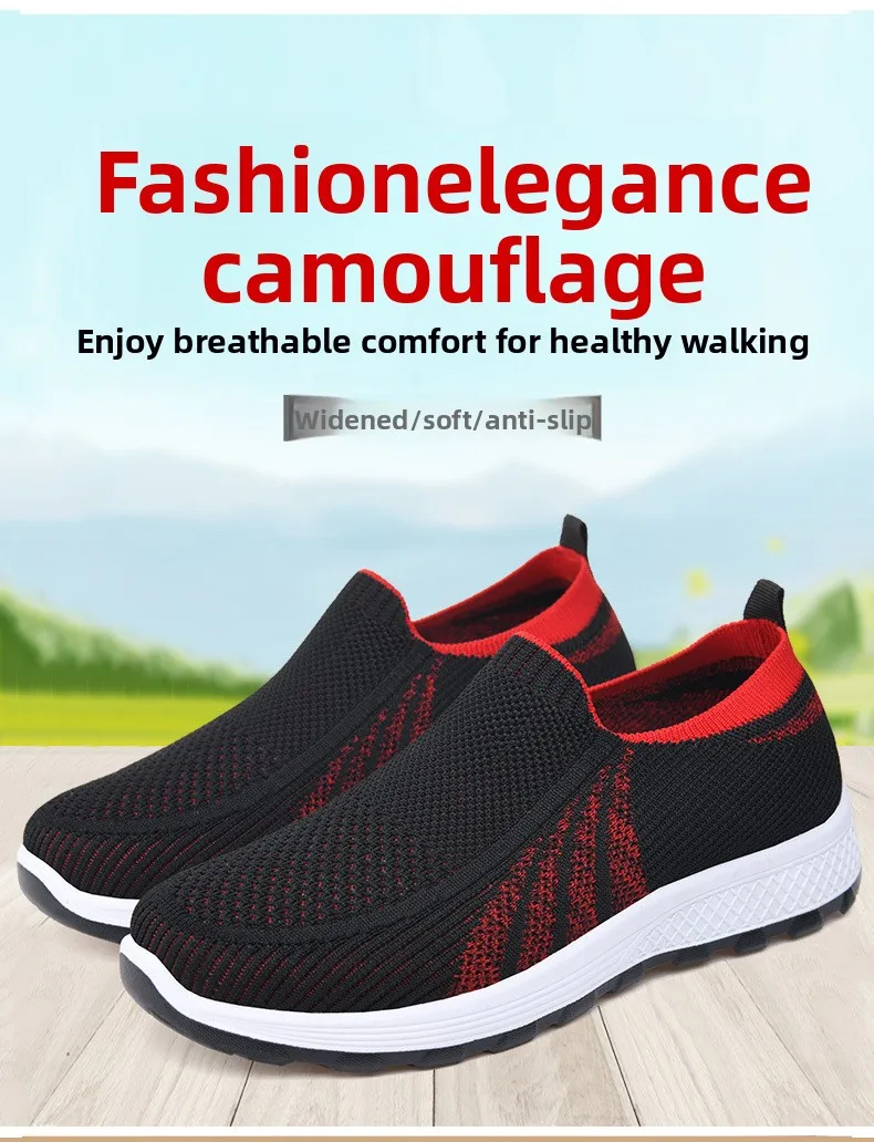 Damen-Sneaker aus Stricknetz, zum Überziehen, atmungsaktiv, leicht, mit weicher Sohle, rutschfest, für Freizeitaktivitäten, zum Spazierengehen, für ältere Damen, für den täglichen Gebrauch im Freien. – Detail 2