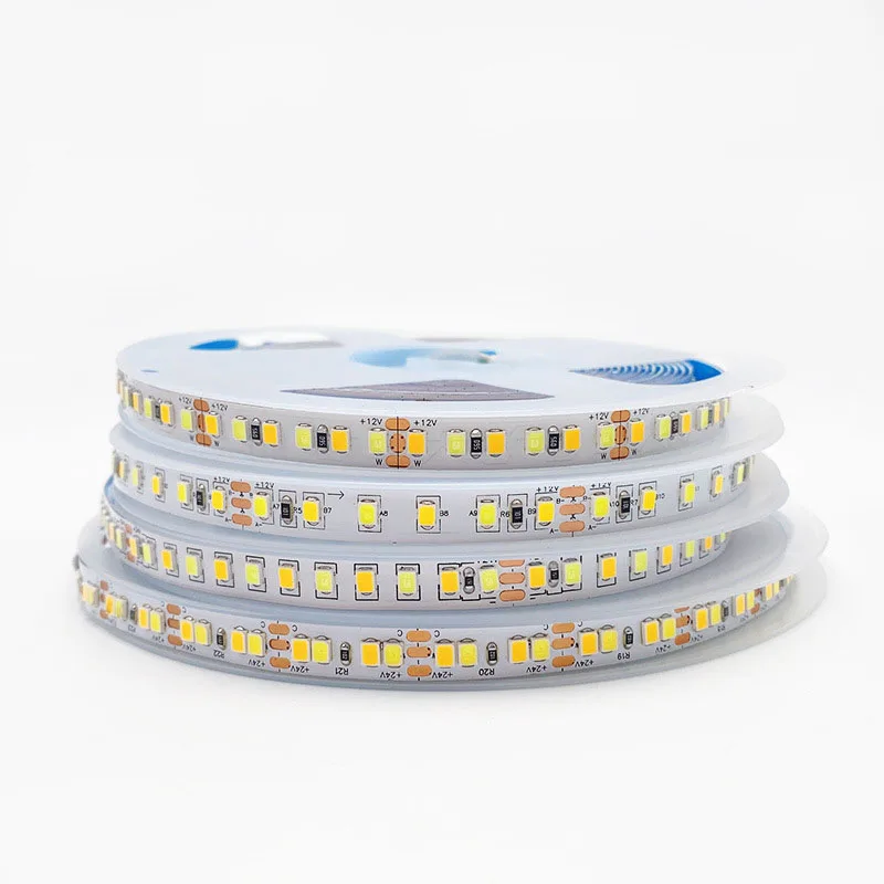 

5m LED CCT Strip 2835 12v 24v Warm white+White 2700k-6500k Adjustable 3000K 4000K 6000K Three Color Temperature Adjustable