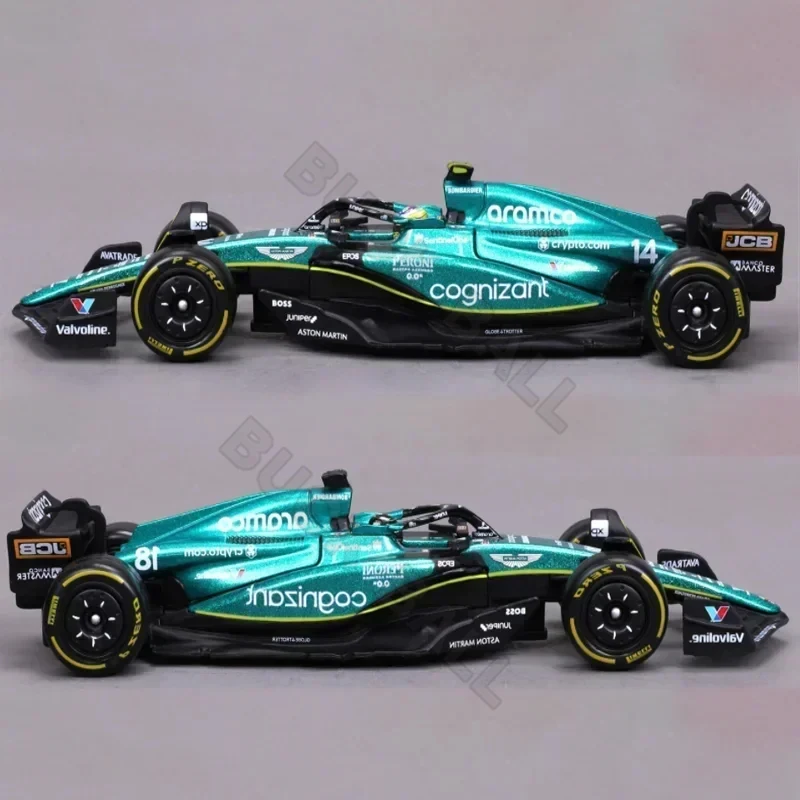 New Bburago 1:43 F1 Aston Martin Aramco F1 Team AMR23 2023 Car Model Dust Cover #18 Stroll #14 Alonso Alloy Car Die Cast Toy