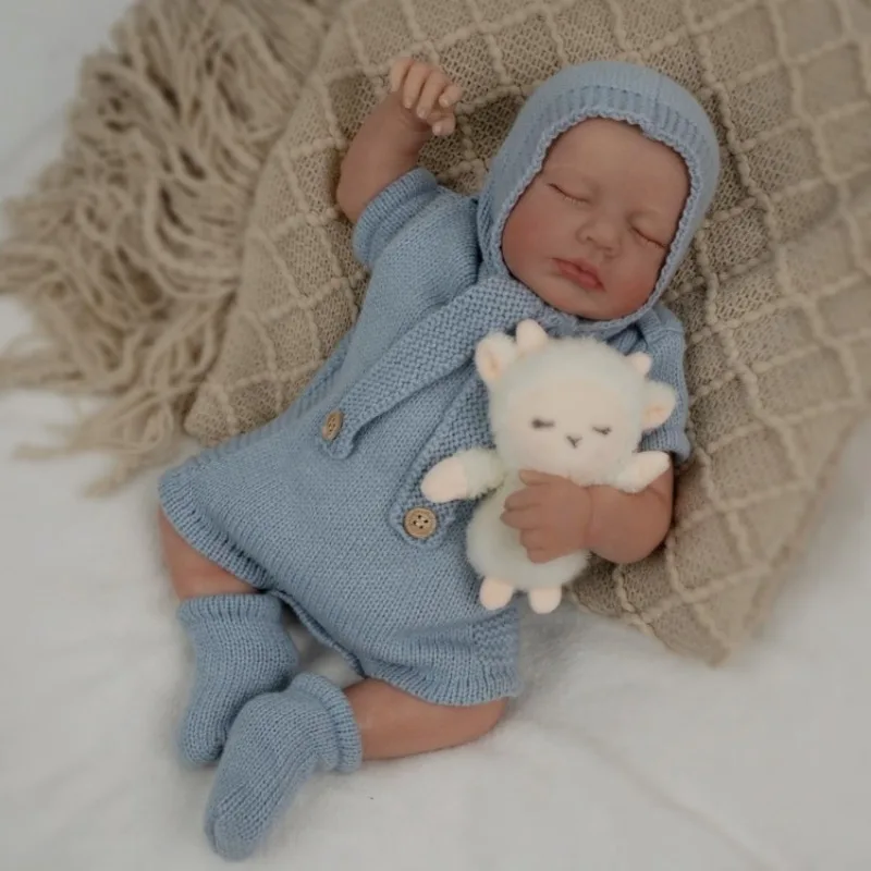 17inch Already Painted Finished Loulou Reborn Baby Doll Same As Picture Lifelike Soft Touch 3D Skin Visible Veins Sleeping baby