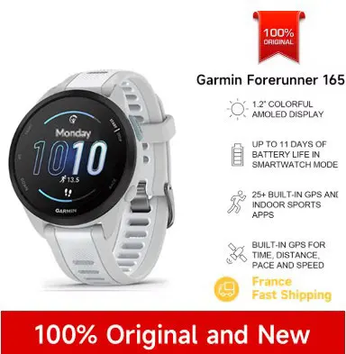 GARMIN Forerunner 165 puls ox sensor stress tracking polsgebaseerde hardloopdynamiek polsgebaseerde hartslag cross training - afbeelding 1