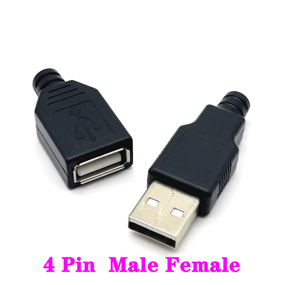 Type A USB Connector Male Female 4 Pin Plug Socket With Black White Plastic Cover USB 2.0 Type-A Soldering DIY Kits - Image 4
