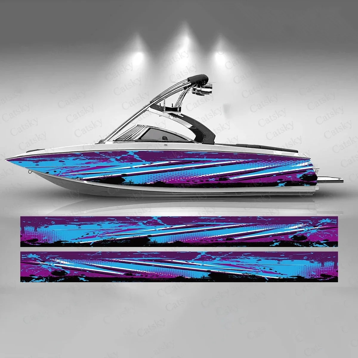 Abstract Colorful Splash Gradient Interweaving  Boat Sticker Vinyl Ship Pontoon Deck Boat Fishing Decorative Pontoon Boats Decal
