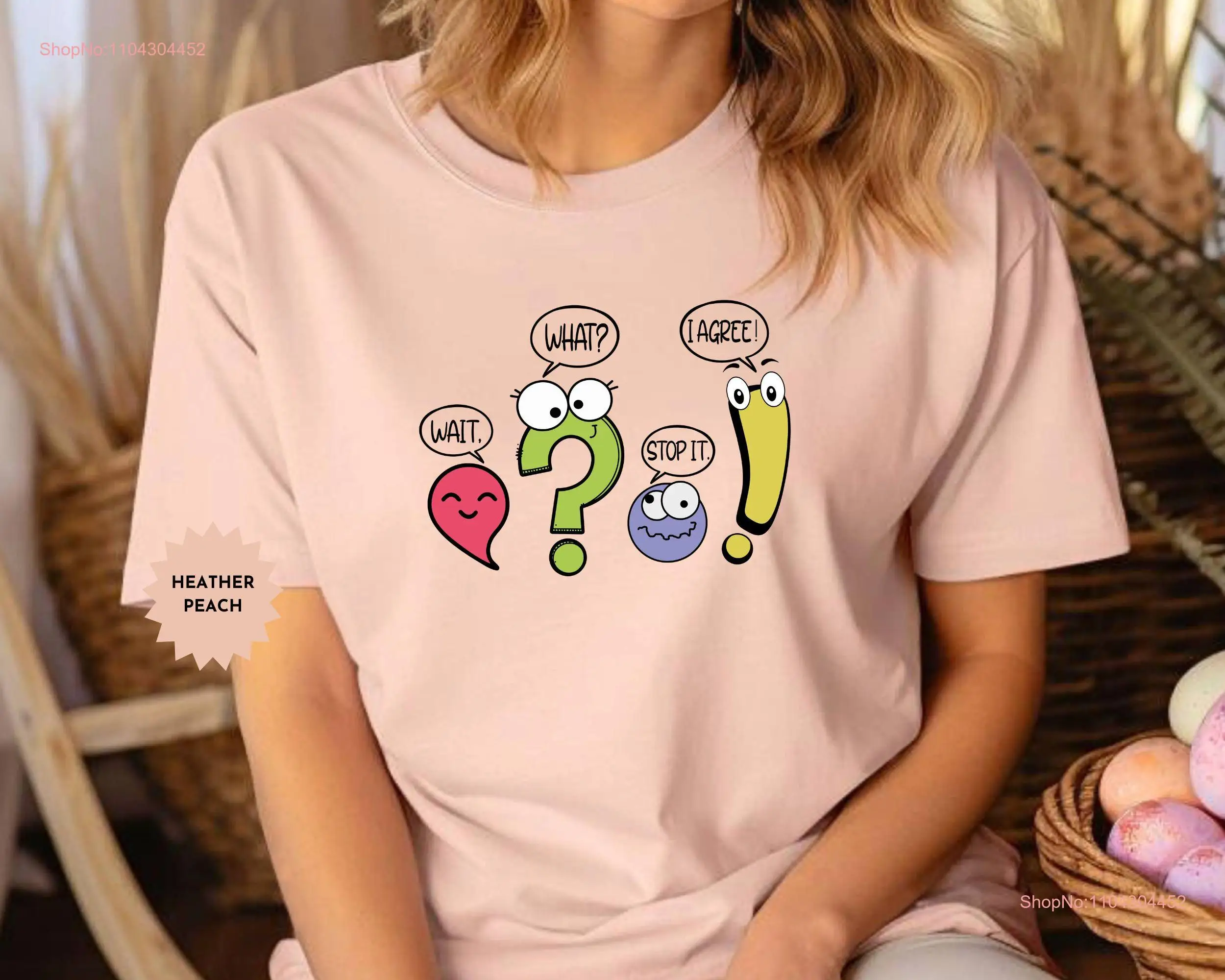 Funny Grammar Teacher T Shirt Punctuation English Wait What Stop It I Agree Synonym Rolls Day long or short sleeves