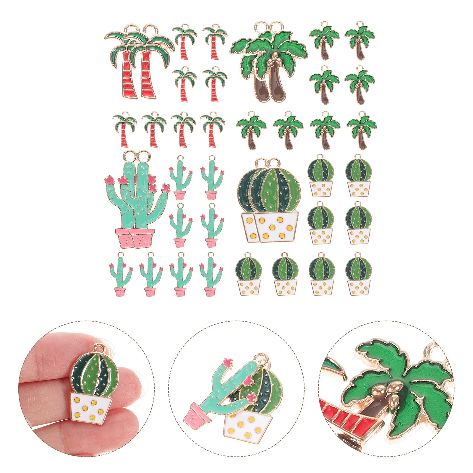 

40 Pcs Coconut Tree Pendant Bracelet Jewelry Charms Making Accessories Shape DIY Alloy Enamel Mobile Phone