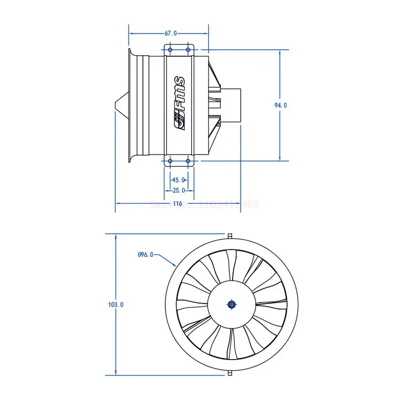 Fms 80mm 12 Blades Upgraded Model Airplane Parts Leaf Ducted Fan Power With Pack Inside Turn 6s 3280 Kv2100 Motor Culvert Fligh