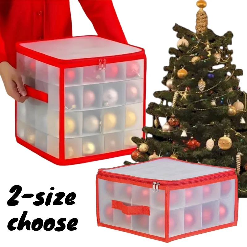 Boîte de rangement d'ornements de noël avec poignée, conteneur de décorations de boules de noël, sac de grande capacité, organisateur d'accessoires de vacances 1/2 pièces