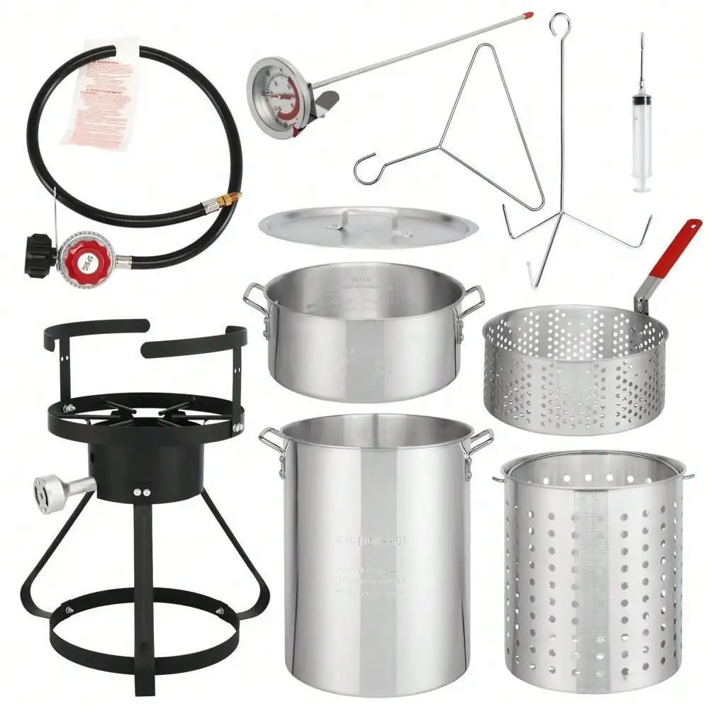 Propane 30 Qt. Turkey 10 Qt. Fish Fryer Boiler Steamer Set 54,000 BTU Burner