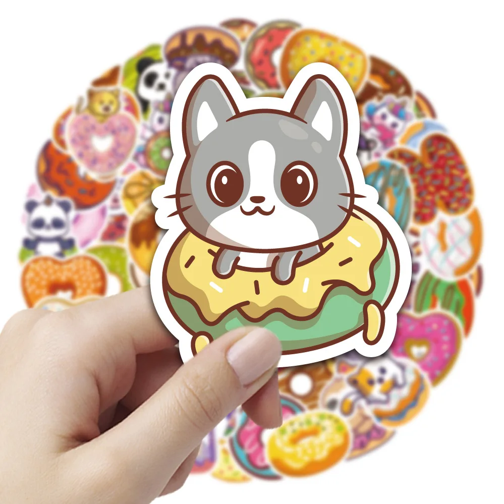 50PCS Cartoon Donut Sticker Graffiti Animal iPad Luggage Desk Notebook Computer Pattern Scrapbook Toy Decoration