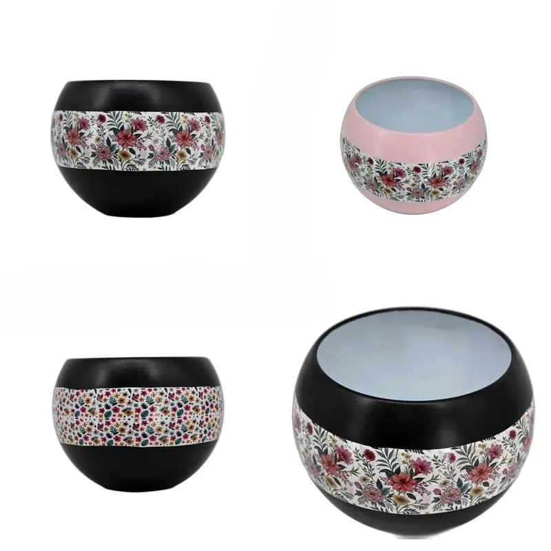 for Classic Steel Flowerpot with 3D  Printing Multi-tone Design Eco-friendly Household Indoor Outdoor Bonsai Planter