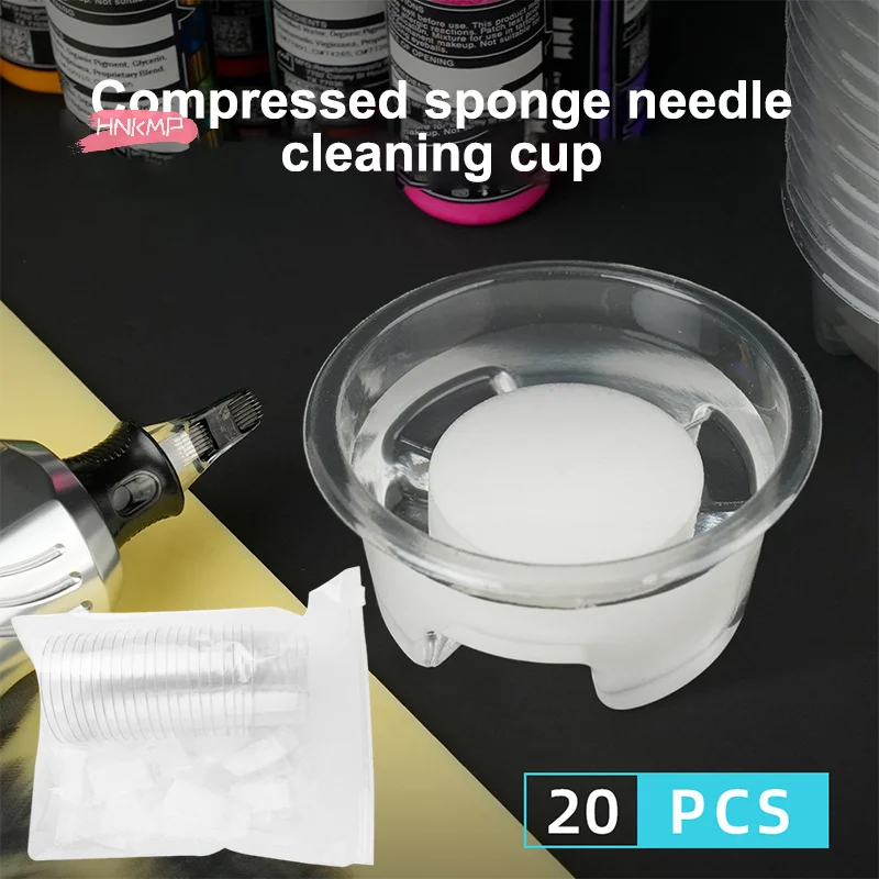 

20Pcs Disposable Tattoo Dip Foam Sponge Caps Cups for Needle And Tip Cartridge Cleaning Tattoo Supplies